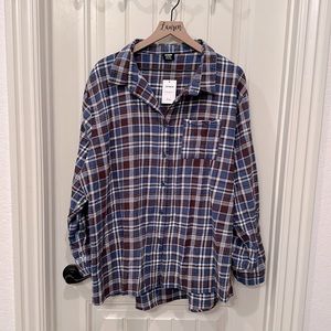 NWT Blue/Purple Plaid Cotton On Boyfriend Shirt XL